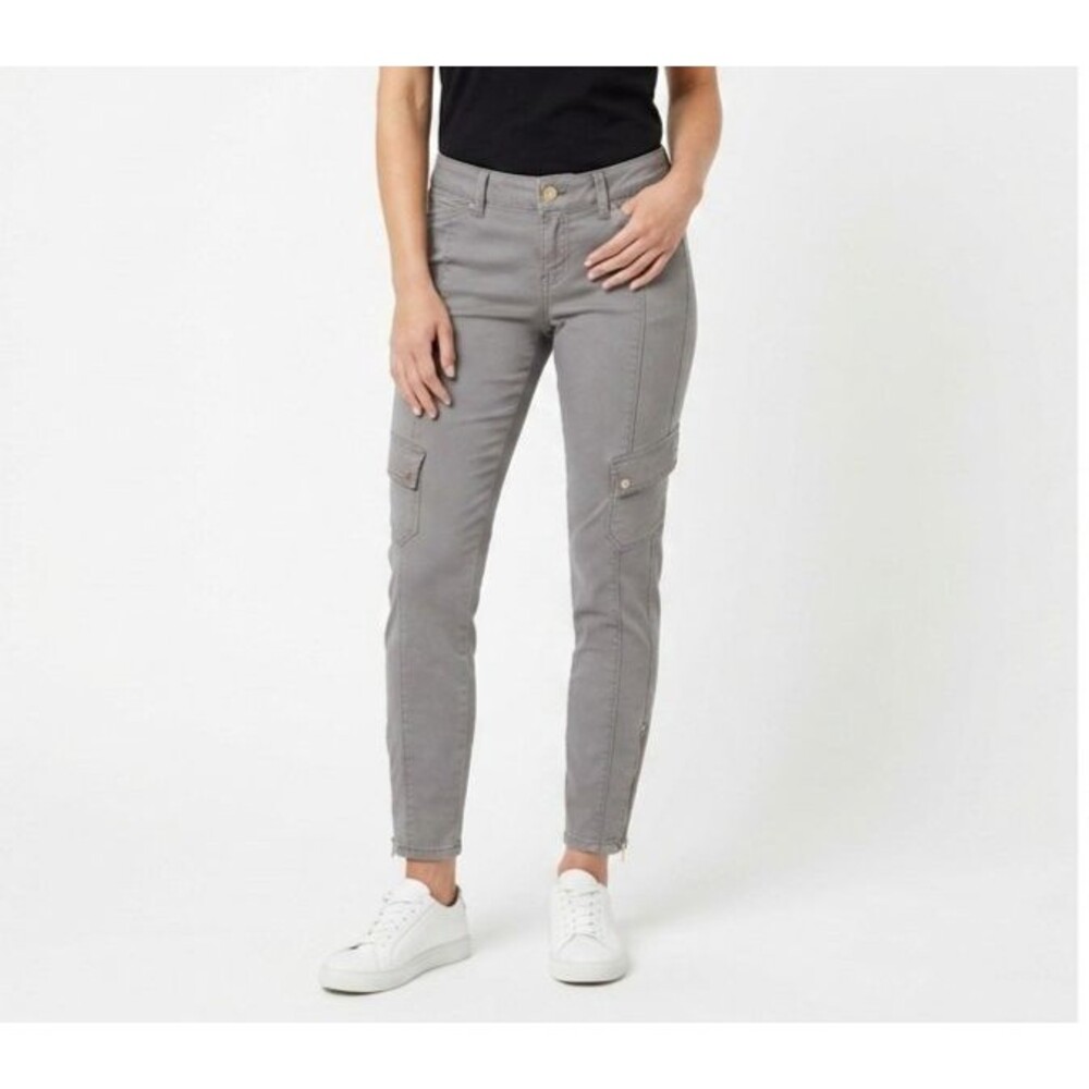 White House Black Market Skinny Ankle Cargo Pants Grey Size 0 Ankle Zip 28X27